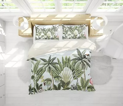 3D Tree Flamingo Monkey Leaf Quilt Cover Set Duvet Cover Bedding Pillowcases • $85.49