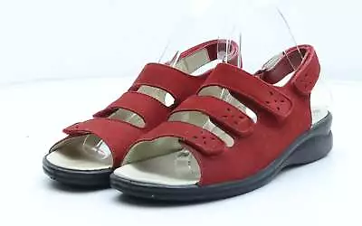 Padders Womens Red Leather Slingback Sandal UK EU • £13.25