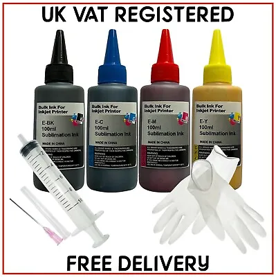 £28 • Buy Sublimation Ink Refill Kit For Epson Printers (Set Of 4, 100ml Bottles) Non-oem