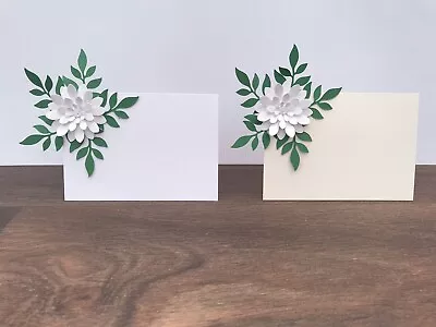 £3.20 • Buy 10 Flat Name Cards 3D Flower Wedding Party Birthday Etc ( White ) 