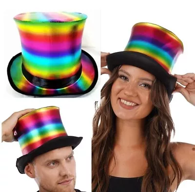 Tall Rainbow Top Hat Fancy Dress Gay Pride Magic Hen Party Stag Party Accessory • £14.99