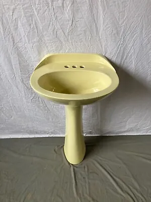 Vtg Ceramic Crane Citrus Yellow NOS Old Bath Pedestal Bath Sink Lavatory 540-23E • $495