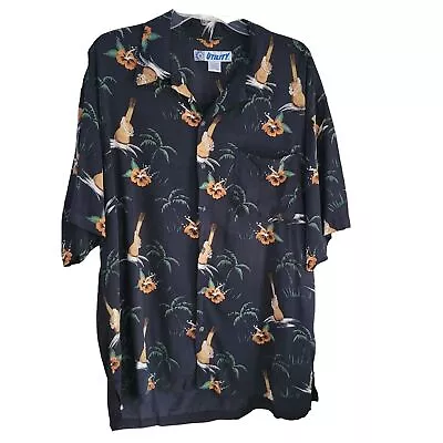 Vintage Utility Sz L Button Up Tropical Hawaiian SS Rayon Camp Shirt Pocket • $19.99