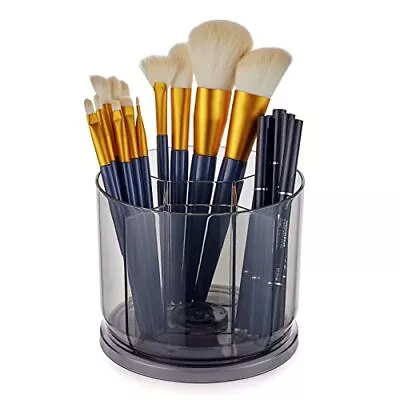 Makeup Brush Holder Organizer -Rotating 360° Clear Storage Cup Containers Grey • $26.31