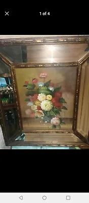 Beveled Mirror Framed Painting Vintage 1950's • $125