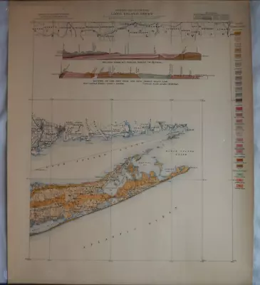 Antique Colored Map New York State Museum 1901 Geologic Long Island • $70