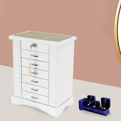 Jewelry Box Jewelry Armoire Cabinet Large Box Jewelry Box Organizer Key Lock Set • $80.64