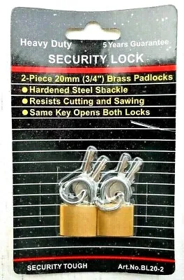 2 Small    Padlocks  20 Mm Mini Brass Tiny   Locks Keyed  Alike  With 4 Keys    • $2.99