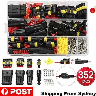 352Pcs 12V Waterproof Electrical Wire Connector Plug Terminal Kit 1/2/3/4 Pin AU • $17.34