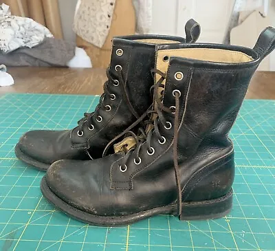 Frye Boot Women's Size 7 B Jenna Combat Boot- BLACK Lace Up Distressed • $95