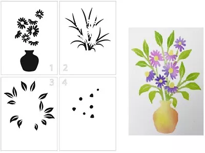 Crafters Workshop Layered Stencil - Flower Vase - 8.5  X 11  - 4 Part • £13.89