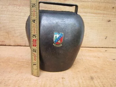 Vintage Large Chamonix Alpine Swiss Large 4  X 5  Cow Bell With Goat Color Logo • $54.97