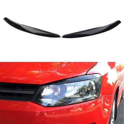 Headlight Eyebrow Eyelid Cover Trim Glossy Black Fit VW Polo Mk5 6R 6C 2011-2017 • $15.57