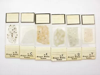 6 Antique/Vintage  Microscope  Slides. Petrology  By Gregory And Bottley. • $31.07