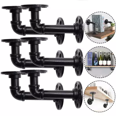 £9.59 • Buy 4/6Pipe Shelf Brackets Industrial Iron Rustic Wall Floating Shelves Storage Unit