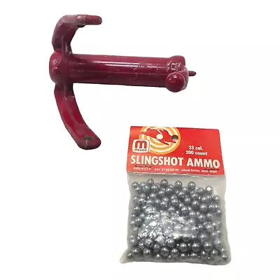 Vintage Metal Slingshot And Ammo Sling Shot Metal Ammo 200 Count • $35