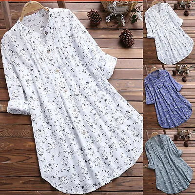 $20.89 • Buy Women Long Sleeve Floral Tunic Tops Blouse Loose Casual T-Shirts Dress Plus Size