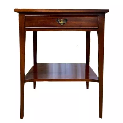 Vintage Craftique Solid Mahogany 2 Tier Bedside Side Lamp Table With Drawer  • $424.96