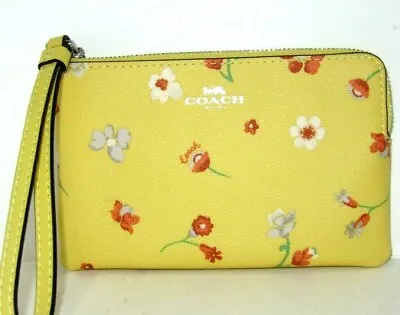 Coach C8701  Corner Zip Wristlet Mystical Floral Print Yellow Multi  NWT$78 • $39.98