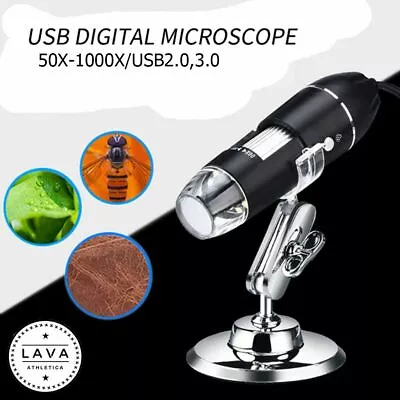 1000X 8 LED 3MP USB Digital Microscope Endoscope Magnifier Camera W/ Stand Black • $15.26