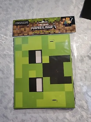 MINECRAFT PAPER MASKS (8) ~ Birthday Party Supplies Favors Creeper Video Game • $9.90