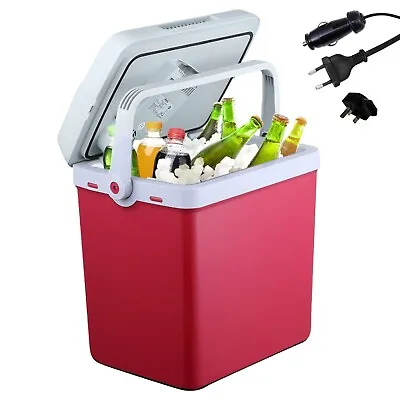 AREBOS Cool Box 25L Car Thermoelectric Warming Box 12V 230V Refrigerator Red • £75.99