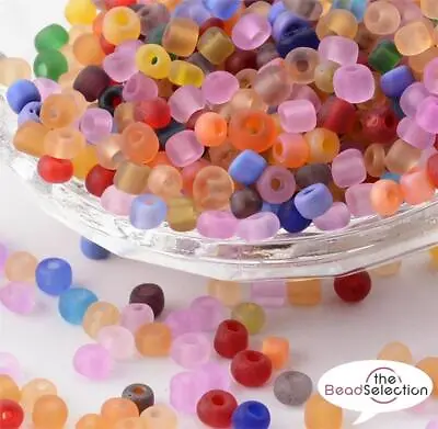 £2.99 • Buy 75g FROSTED GLASS SEED BEADS 11/0 2mm 8/0 3mm 6/0 4mm JEWELLERY MAKING