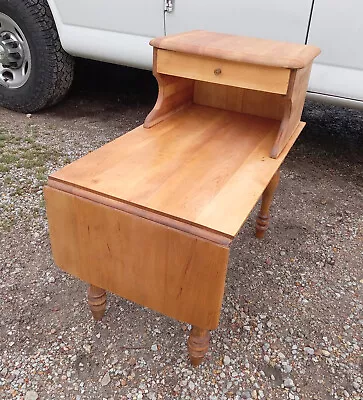 Mid Century Solid Maple Step End Table By Cloud  (SET64) • $359.10