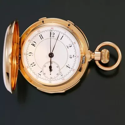 Minute Repeater Split Second Chronograph Pocket Watch With Heavy 18K Gold Case • $17000