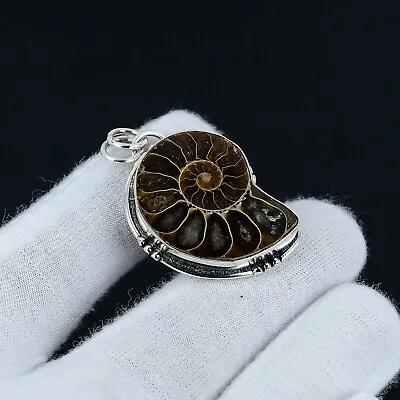 Ammonite Gemstone Handmade Silver Pendant 925 Sterling Silver Pendant For Gifts • $13.49