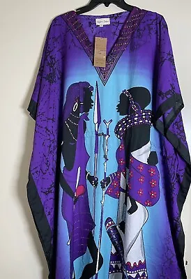 Moo Moo Dress African Theme Shore Drive Multicolored One Size Purple/Blue • $19.99