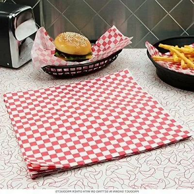 £4.80 • Buy ANTI GREASE RED Gingham Greaseproof Paper 25x20cm Sheets Burger Chips Food Wrap 