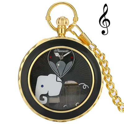 Creative Unisex Quartz Pocket Watch With Music Song Pendant Chain Alloy Case • £11.04