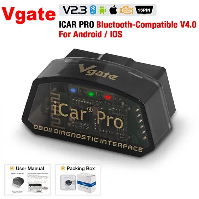 Vgate ICar Pro BT4.0 OBD2 Scanner Diagnostic Tool Code Reader For Android IOS • £19.59