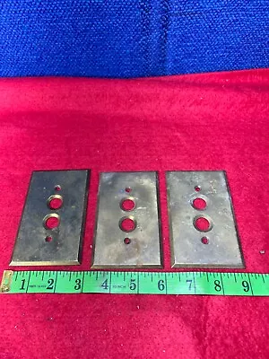 Antique Lot Of 3 Brass Push Button Light Switch Plate Covers. AA-334 • $3.99