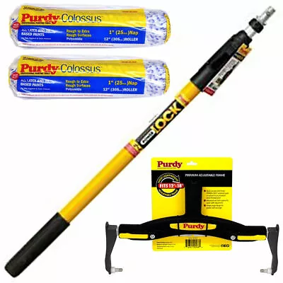 Purdy PowerLock 2-4 Extension Pole- Paint Roller Frame & 2 X 12  Colossus Sleeve • £58.99