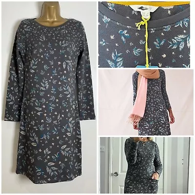 £11.97 • Buy New White Stuff Womans Dress Grey Jacquard  FLEUR  Cotton Jersey Pocket  8 - 14