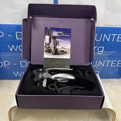 £20 • Buy Elegant Lever System Silver Corkscrew Set In Black Box - Box Slightly Worn