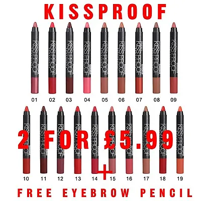 Original  Kiss Proof Matte Waterproof Lipstick Lip Crayon  Lipgloss Longlasting • £3.99