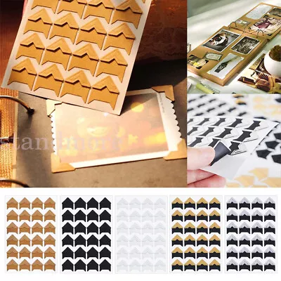 120 Self-adhesive Photo Corner Stickers Picture Corners Mounts Gold Silver White • £2.68