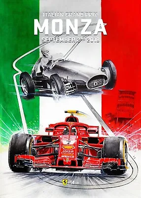Ferrari F1 Monza 2018 Grand Prix Art Poster 22x17 - High-Quality Vintage Racing • $64.95