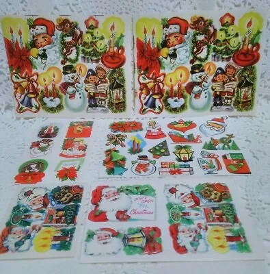 $22.95 • Buy 56 Vintage Christmas Gummed Seals Stickers Deer Angels Snowmen Candles 6 Sheets