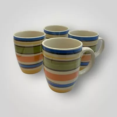 Coffee Mug Set Of 4 ~ MULBERRY HOME COLLECTION ~ Genmert Stripe Rainbow Swirl • $21.20