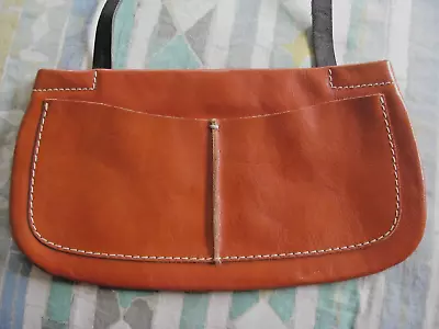 CHRISTOPHER KON Leather Orange Shoulder Bag Purse Small Tote. Great For I-phone • £19.25