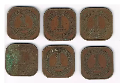 1939 Malaya 6 X King George VI One Cent Coins • $1.62