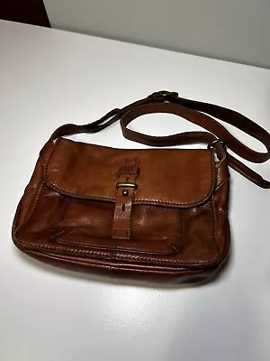 Lucky Brand Crossbody Bag Brown Lamb Leather Foldover Shoulder Handbag • $29.99
