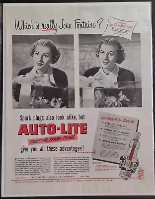 1949 Auto-Lite Vintage Print Ad 1940s Actress Joan Fontaine You Gotta Stay Happy • $11.99
