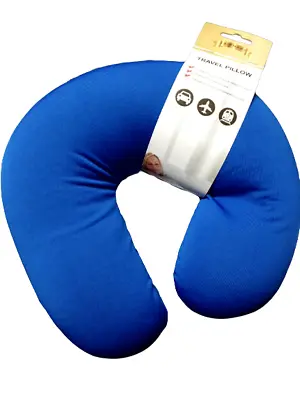 Blue Ergonomic Neck Pillow Head Support Soft Cushion Micro Bead Travel Office • £8.48
