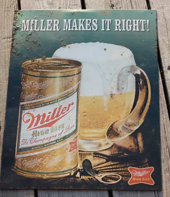 MILLER Makes It Right!  Metal Beer Sign. Vintage 2002. • $14.40