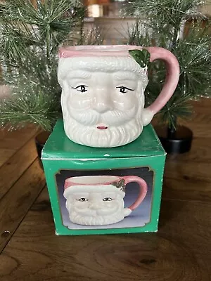 Vintage Santa Face Coffee Mug Christmas Cup World Bazaars Inc Original Box *READ • $8.99